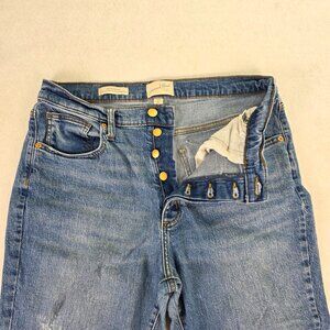 Universal Thread High Rise Slim Straight Jeans Size 12R Blue Stretch Button Fly